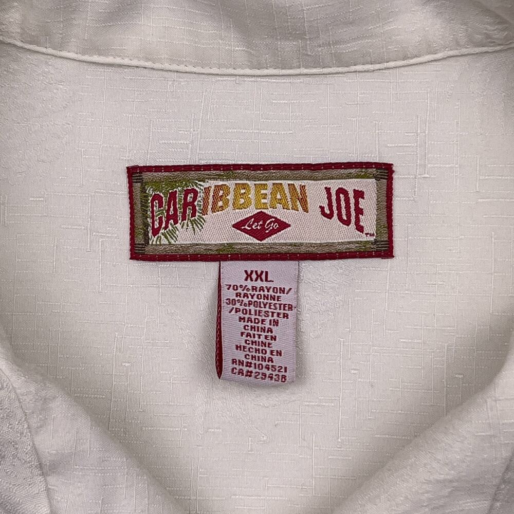 caribbean joe button-up shirt beige short sleeve mens 2xl - Picture 2 of 10
